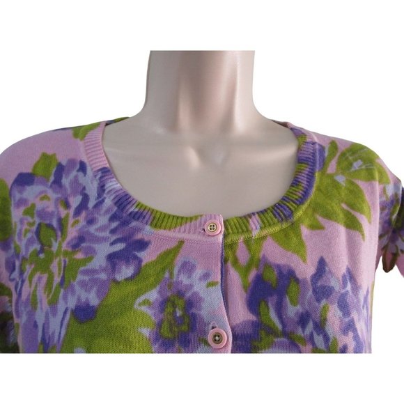 Purple Pink Green Floral Cardigan Womans 1X Issac Mizrahi Live NWOT - Picture 6 of 16